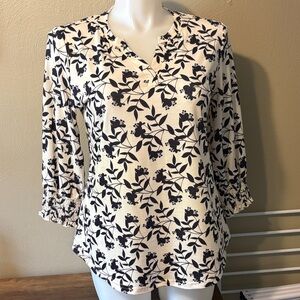 Chic Black and White Floral Blouse